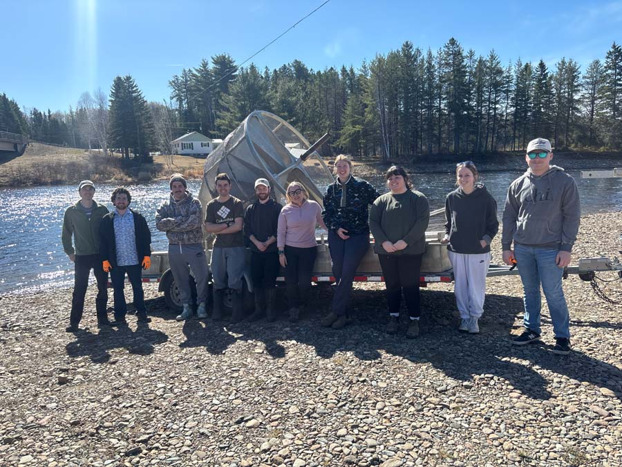 David Roth met with members from the Miramichi Salmon Association, the Canadian Rivers Institute, and Anqotum Resource Management to deploy the first smolt wheels of the season. Photo: David Roth