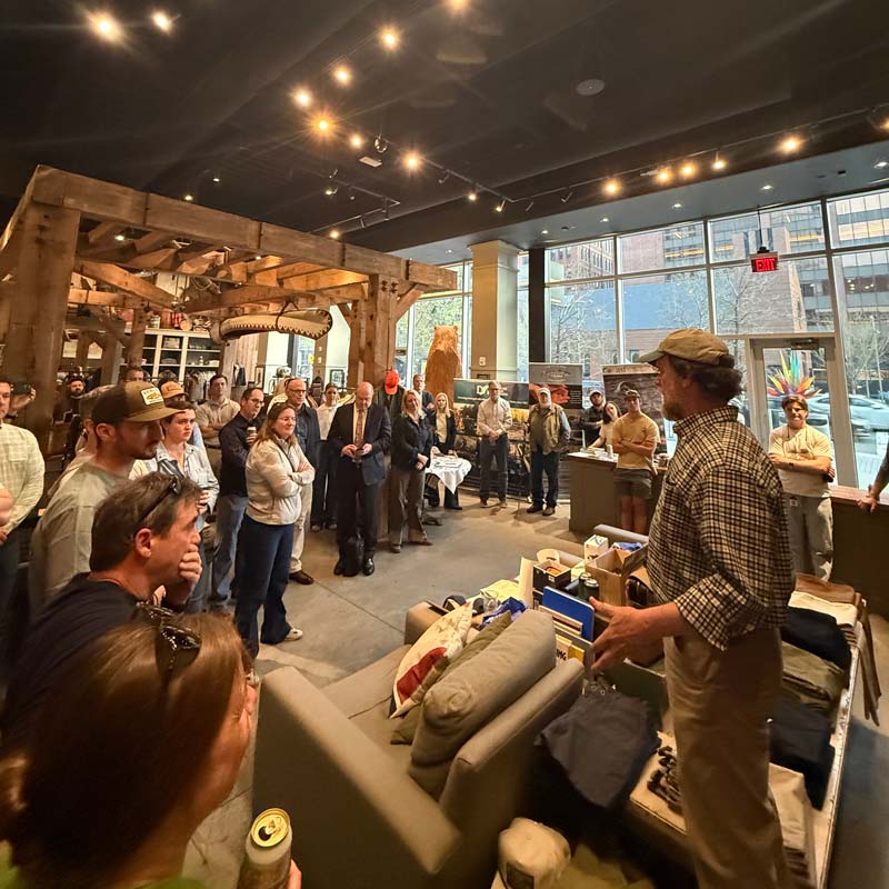 Good times at the Boston Filson store, in the service of Atlantic salmon conservation. Photo: Ben Carmichael
