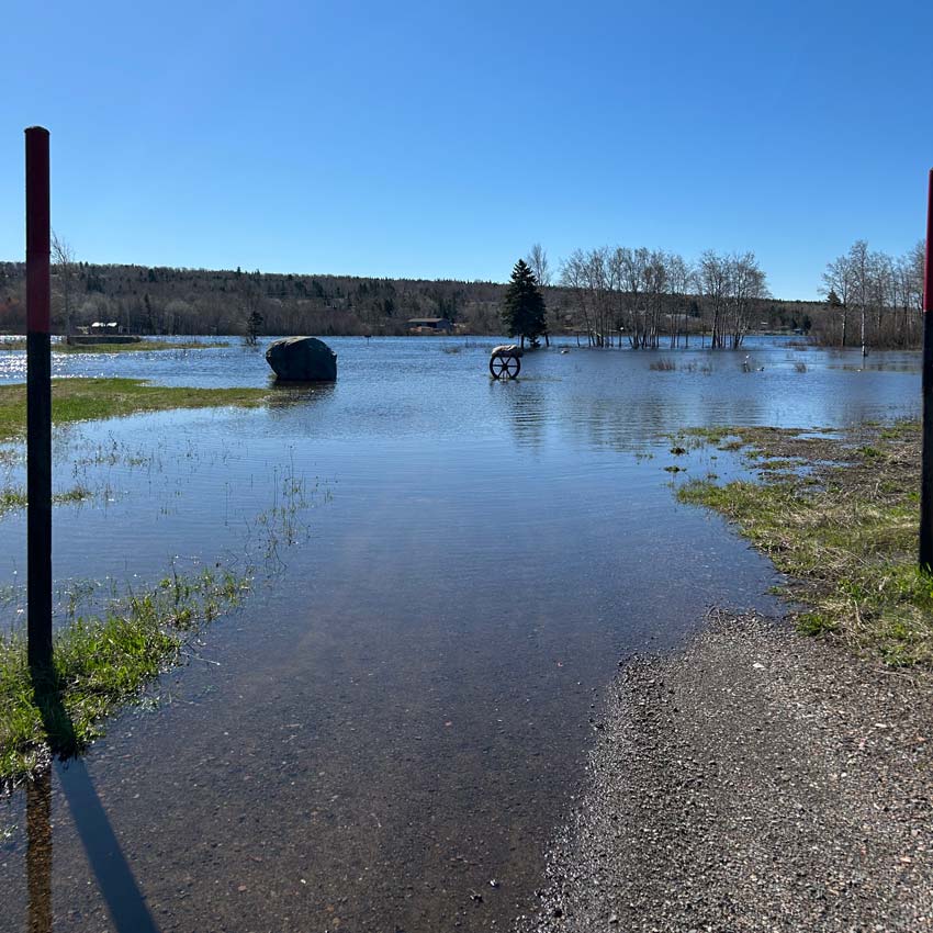 High water on the Gander River overflowing the shores in Glenwood, in central Newfoundland, this past week. Photo: Kim Thompson