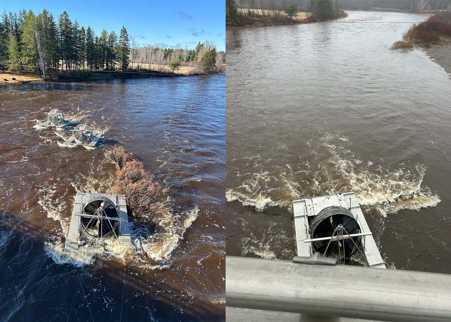 These images, from Wayerton on the Northwest Miramichi, clearly demonstrate that, while one can plan as much as possible, Mother Nature will ultimately have the final say in how operations turn out. Photos: Lyndsay Jay-Keating 