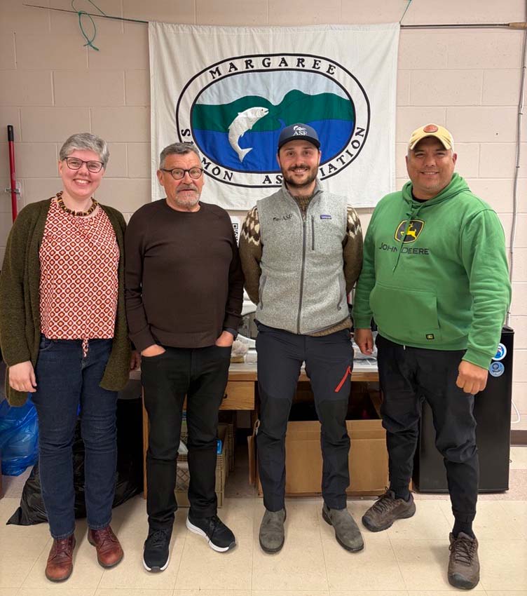 Left to right: Dr. Thorra Hermann, University of Oulu in Finland; Jan Erik Henriksen, Arctic University of Norway; Matt Russell, ASF Nova Scotia Regional Program Director; and Kyle Denny, ASF Indigenous Advisor. Photo: Paul MacNiel, MSA