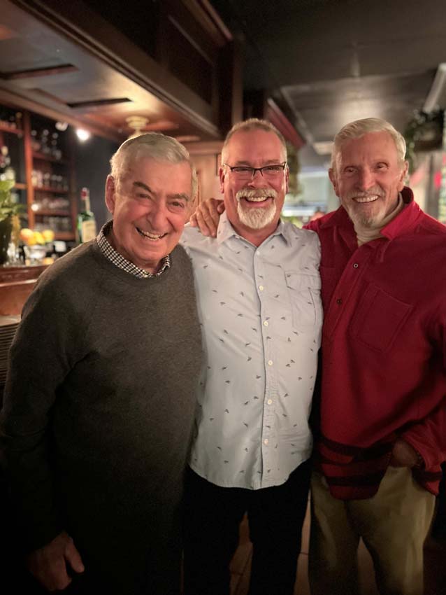 Left to right: Jim Lerikos, Gerry Doucet, and Charles Gaines at the Townhouse in Antigonish. Photo: Dave Cudmore
