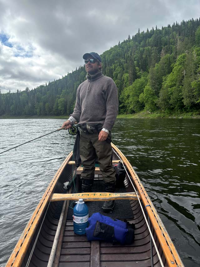 David Roth enjoying an early-season outing on the Perkins Pool, part of the Three Sisters Crown Reserve stretch on the Restigouche River. Photo: Butch Dalton